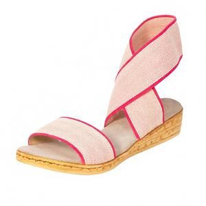 NEW CHARLESTON SHOE CO. benjamin low wedge pink rustic sandal in hot pink